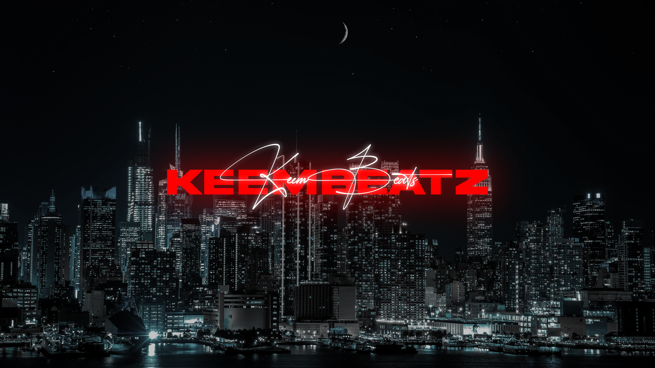 KeemBeatz — signature over the city skyline at night